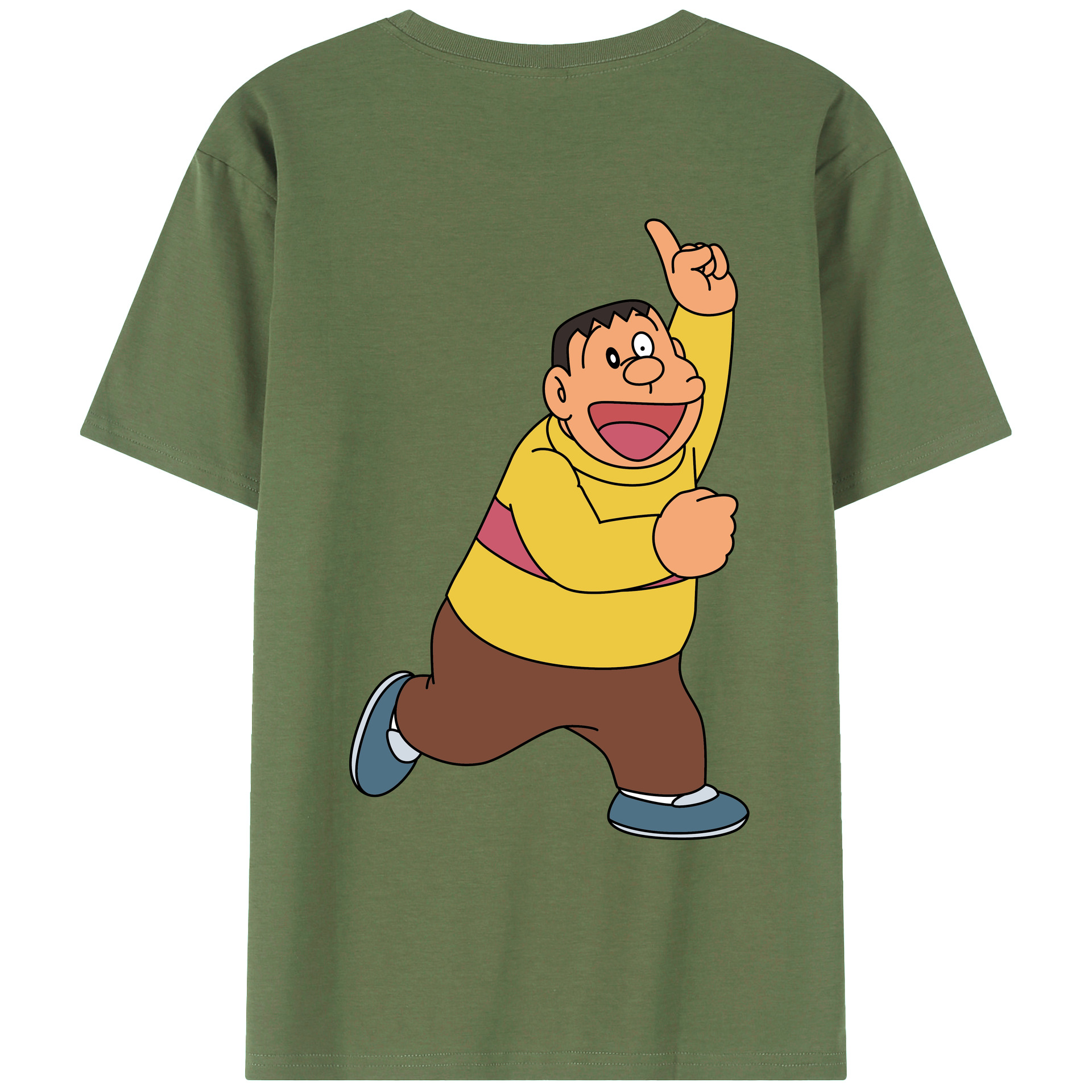 （画像用） ドラえもん 剛田武 Doraemon Gouta Takeshi 綿100％ メンズ半袖Tシャツ（バックプリント） 通気性